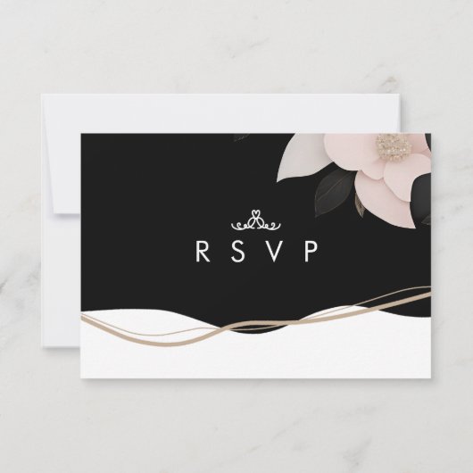 Luxe  zwart-wit RSVP w maaltijdkeuzes (Achterkant)