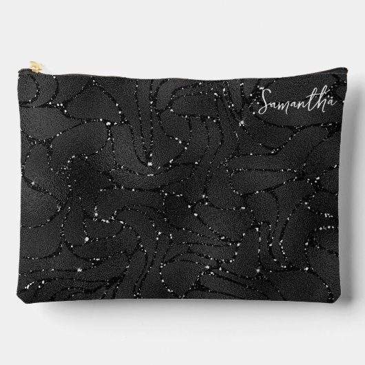 Luxe Zwart-wit Sparkles Patroon Etui (Voorkant)