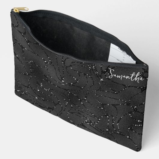 Luxe Zwart-wit Sparkles Patroon Etui (Open)