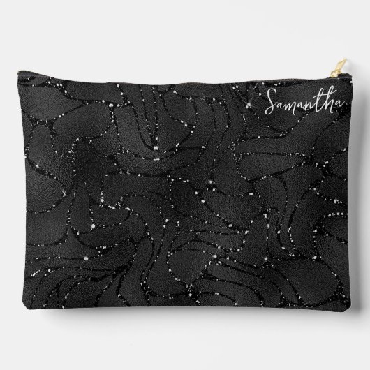 Luxe Zwart-wit Sparkles Patroon Etui (Achterkant)