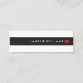 Luxe zwart/wit strepen rode lippen make-up artiest mini visitekaartje