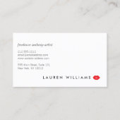Luxe zwart/wit strepen rode lippen make-up artiest visitekaartje (Achterkant)
