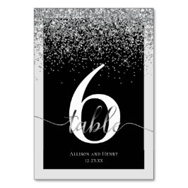 Luxe Zwart Wit Typografie Glitter Wedding Kaart