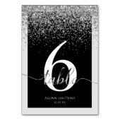 Luxe Zwart Wit Typografie Glitter Wedding Kaart (Achterkant)