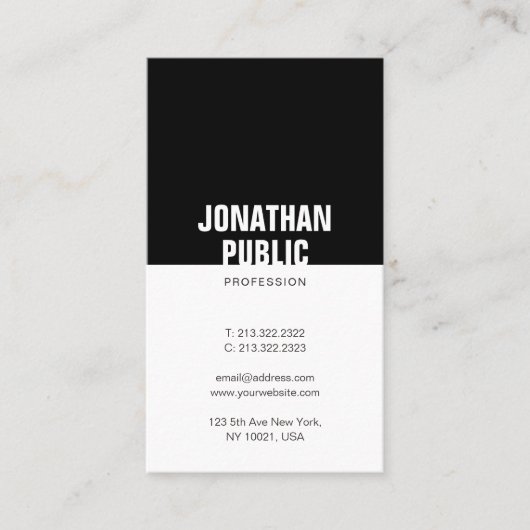Luxe zwart-wit zwart-wit, stijlvol design visitekaartje (Voorkant)