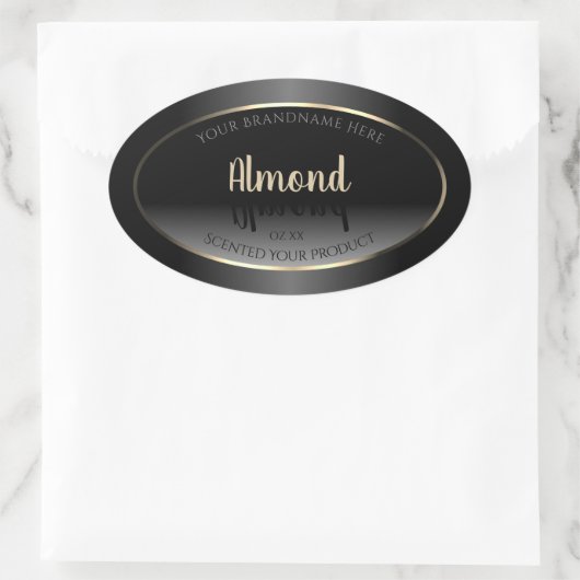 Luxe zwart-witlabel Gold-Lijst Ovale Sticker (Tas)