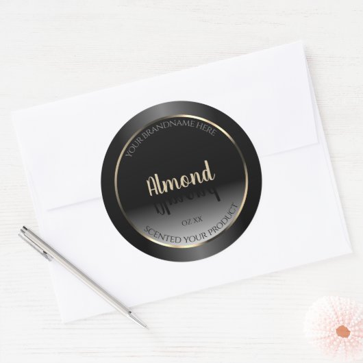 Luxe zwart-witlabel Gold-Lijst Ronde Sticker (Envelop)
