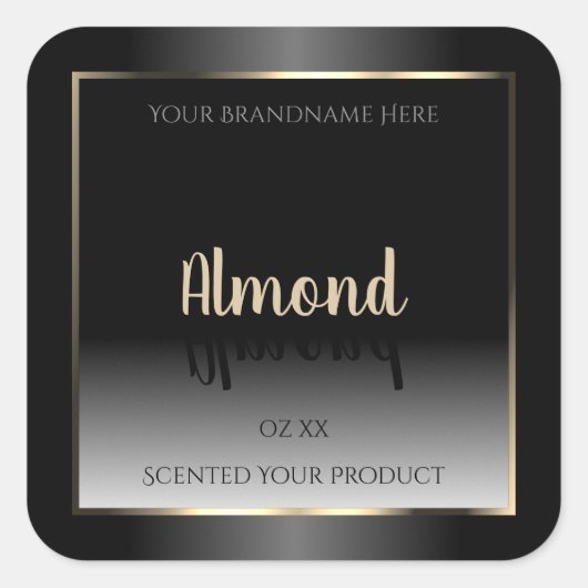 Luxe zwart-witlabel Gold-Lijst Vierkante Sticker (Voorkant)