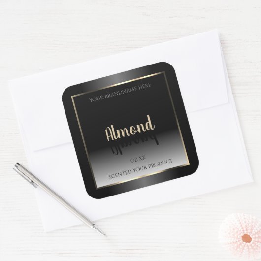 Luxe zwart-witlabel Gold-Lijst Vierkante Sticker (Envelop)