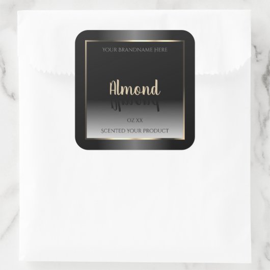 Luxe zwart-witlabel Gold-Lijst Vierkante Sticker (Tas)