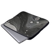 Luxe zwart-witte golven laptop sleeve (Voorkant onderkant)