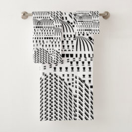 LUXE ZWART-WITTE KOEPELS BAD HANDDOEK