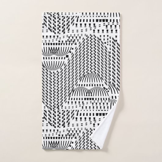 LUXE ZWART-WITTE KOEPELS BAD HANDDOEK (Handdoek)