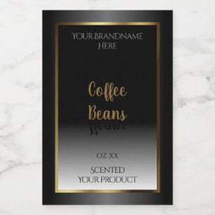 Luxe Zwart-Witte Productlabels Gouden Frame Voedselcontainer Etiket