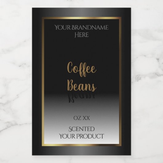 Luxe Zwart-Witte Productlabels Gouden Frame Voedselcontainer Etiket (Enkel label)