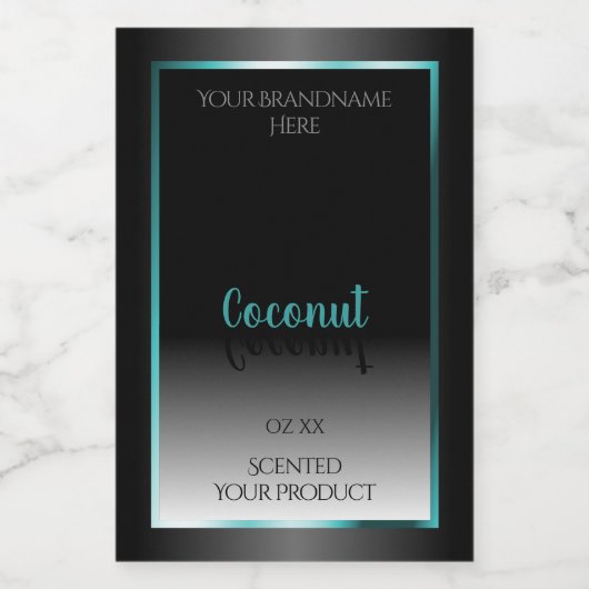 Luxe Zwart-Witte Productlabels Teal Frame Voedselcontainer Etiket (Enkel label)