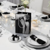 Luxe zwart-witte trouwcadeautas medium cadeauzakje