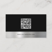 Luxe Zwart Zilver Bedrijf Social Media & QR Code Visitekaartje (Achterkant)