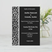 LUXE ZWART ZILVER DIERENPRINT TRIM UITNODIGINGEN (Staand voorkant)