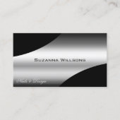 Luxe Zwart Zilver Gebogen Decorlijnen en QR-code Visitekaartje (Voorkant)