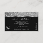 Luxe zwart zilver glitter shimmer sterren toevoege visitekaartje (Achterkant)