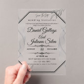 Luxe Zwart & Zilver Lijst Uitnodiging Sjabloon (Insitu (Draagbaar))