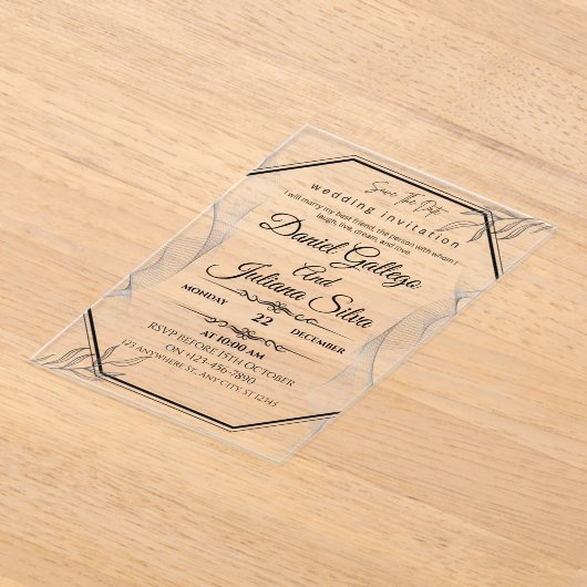 Luxe Zwart & Zilver Lijst Uitnodiging Sjabloon (Laagn)