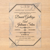 Luxe Zwart & Zilver Lijst Uitnodiging Sjabloon (Voorkant)