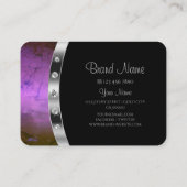 Luxe Zwart Zilveren Paarse Marmeren Monogram Diama Visitekaartje (Achterkant)