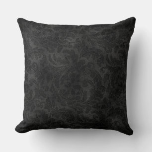 Luxe zwart-zwart Floral Damask Pattern Kussen