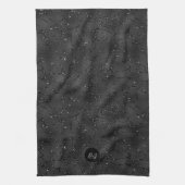 Luxe zwarte achtergrond met wit sprankelend patroo theedoek (Verticaal)