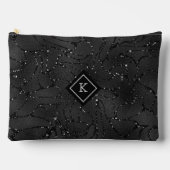 Luxe Zwarte Achtergrond Wit Sparkles Monogram Etui (Voorkant)