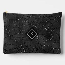 Luxe Zwarte Achtergrond Wit Sparkles Monogram Etui