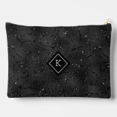 Luxe Zwarte Achtergrond Wit Sparkles Monogram Etui (Achterkant)