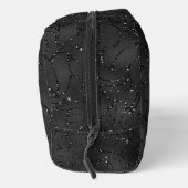 Luxe Zwarte Achtergrond Wit Sparkles Monogram Toilettasje (Rechts)