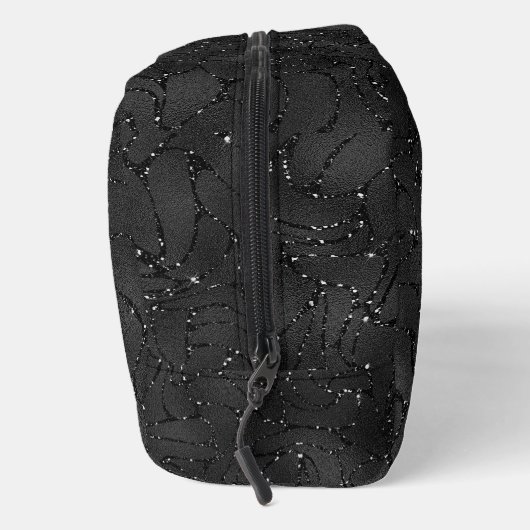 Luxe Zwarte Achtergrond Wit Sparkles Monogram Toilettasje (Rechts)