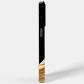 Luxe zwarte basis & gouden parel naam iPhone case (Achterkant / Rechts)