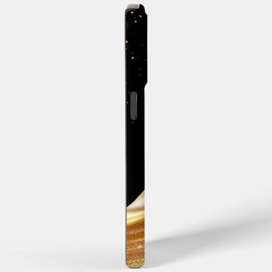 Luxe zwarte basis & gouden parel naam iPhone case (Achterkant / Rechts)