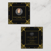 Luxe zwarte belkaart met metallic goud contactkaartje (Voorkant / Achterkant)