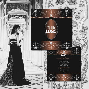 Luxe zwarte bruine Ornamenten met Logo Vierkante Visitekaartje