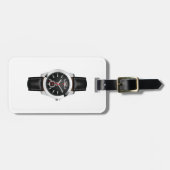 Luxe zwarte chronograaf horloge stijlvol uurwerk bagagelabel (Voorkant horizontaal)