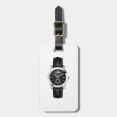 Luxe zwarte chronograaf horloge stijlvol uurwerk bagagelabel (Voorkant verticaal)