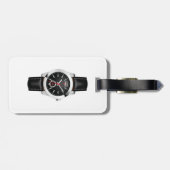 Luxe zwarte chronograaf horloge stijlvol uurwerk bagagelabel (Achterkant horizontaal)