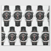 Luxe zwarte chronograaf horloge stijlvol uurwerk cadeaupapier (Vlak)