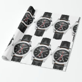 Luxe zwarte chronograaf horloge stijlvol uurwerk cadeaupapier (Uitgerold)