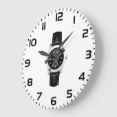 Luxe zwarte chronograaf horloge stijlvol uurwerk grote klok (Hoek)