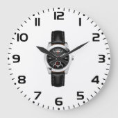 Luxe zwarte chronograaf horloge stijlvol uurwerk grote klok (Voorkant)