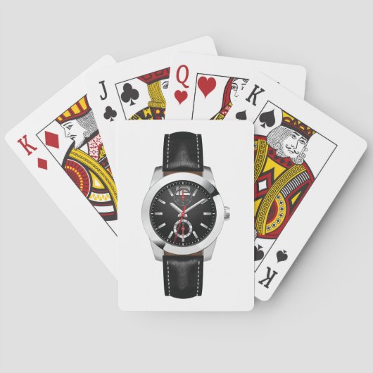 Luxe zwarte chronograaf horloge stijlvol uurwerk pokerkaarten (Achterkant)