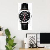 Luxe zwarte chronograaf horloge stijlvol uurwerk poster (Thuiskantoor)