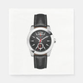 Luxe zwarte chronograaf horloge stijlvol uurwerk servet (Voorkant)